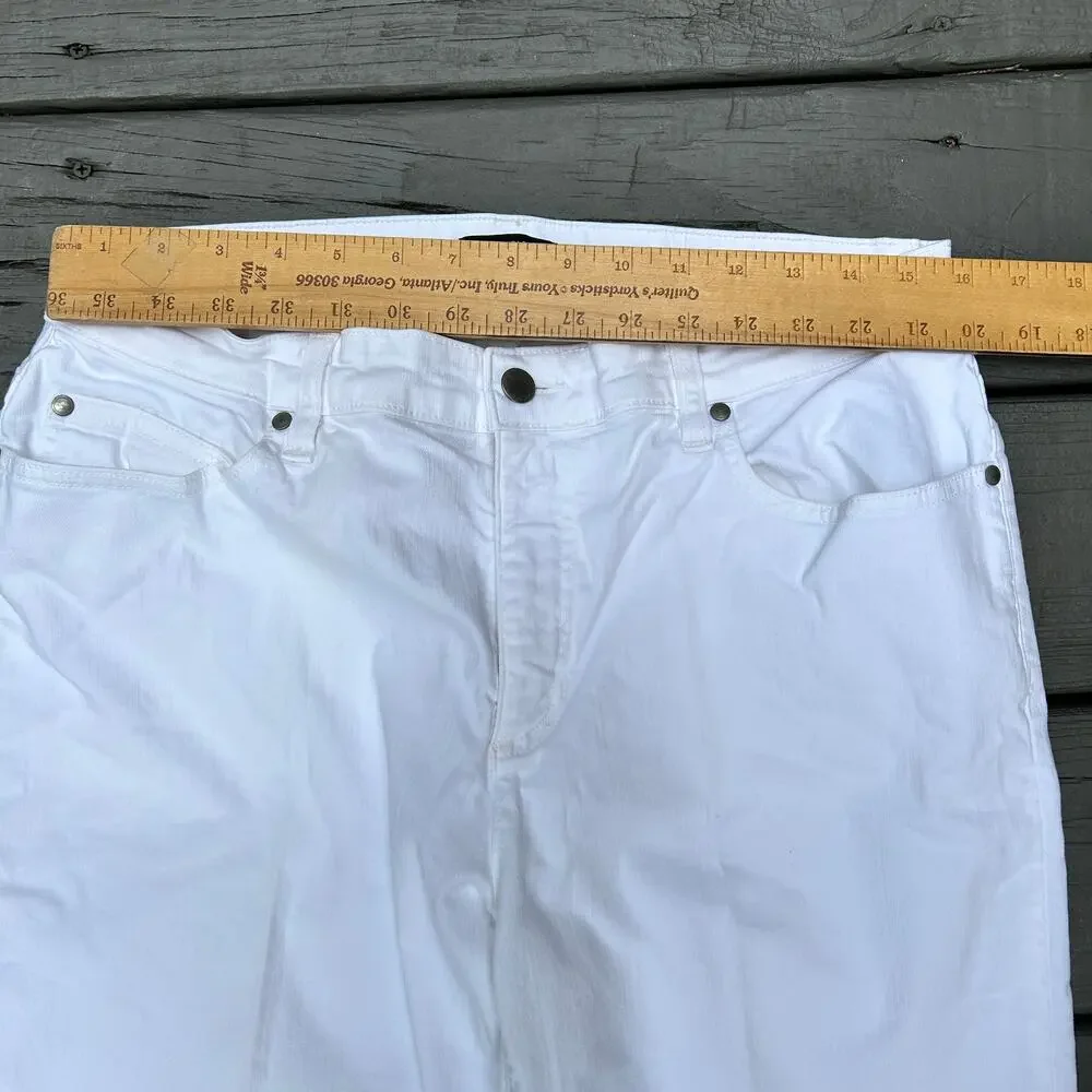 Eileen Fisher System White Jeans Slim Ankle Denim Size 12